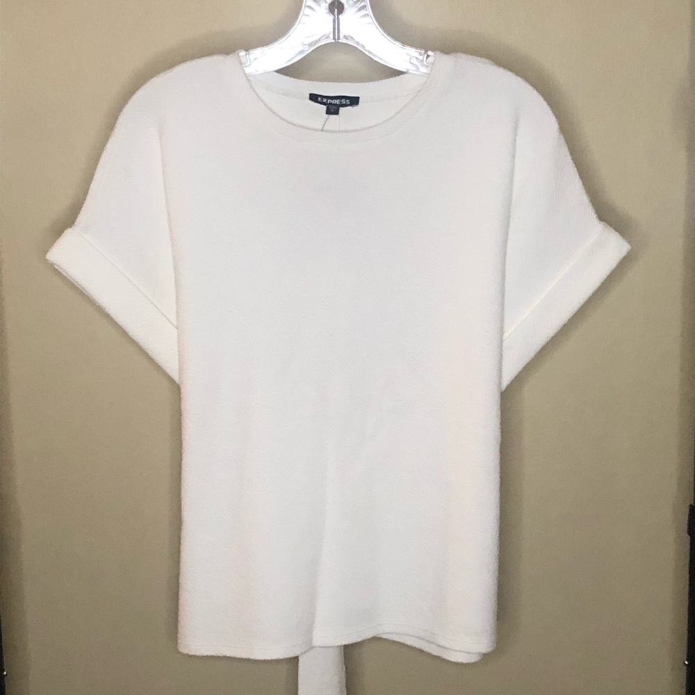 Express white formal short sleeve top with ties